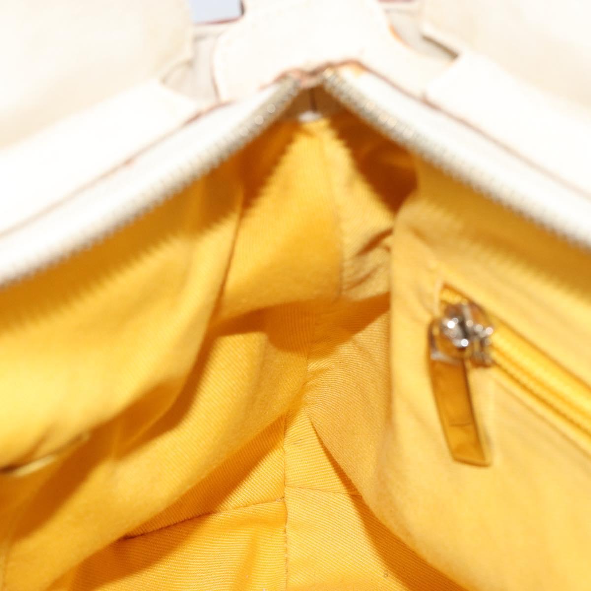 Salvatore Ferragamo Gancini Hand Bag Leather White Gold Auth gh1239