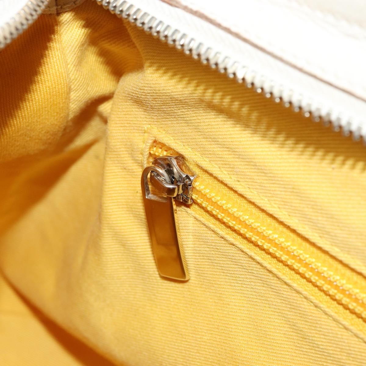 Salvatore Ferragamo Gancini Hand Bag Leather White Gold Auth gh1239