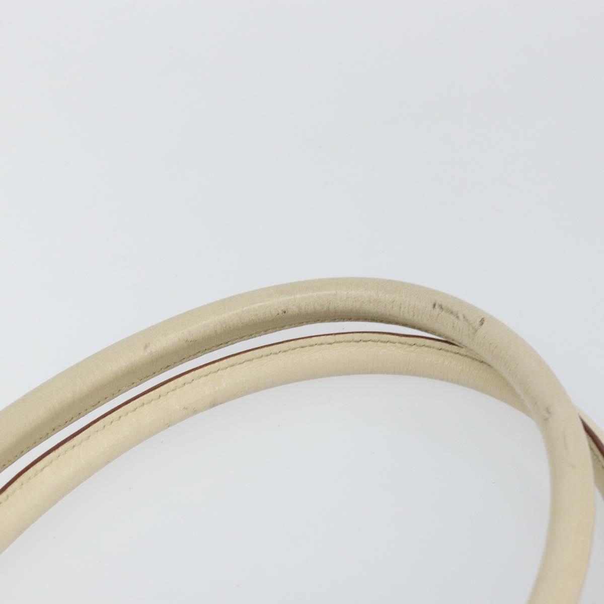 Salvatore Ferragamo Gancini Hand Bag Leather White Gold Auth gh1239