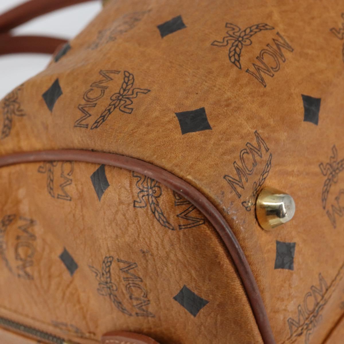 MCM Logogram Vicetos Hand Bag PVC Leather Brown Gold Auth gh1240