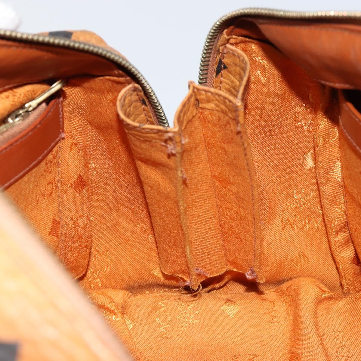 MCM Logogram Vicetos Hand Bag PVC Leather Brown Gold Auth gh1240