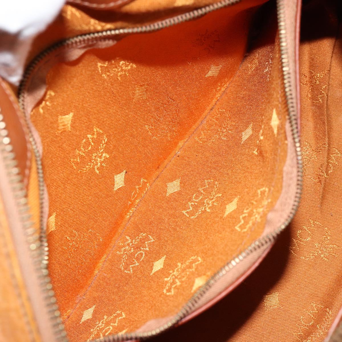 MCM Logogram Vicetos Hand Bag PVC Leather Brown Gold Auth gh1240