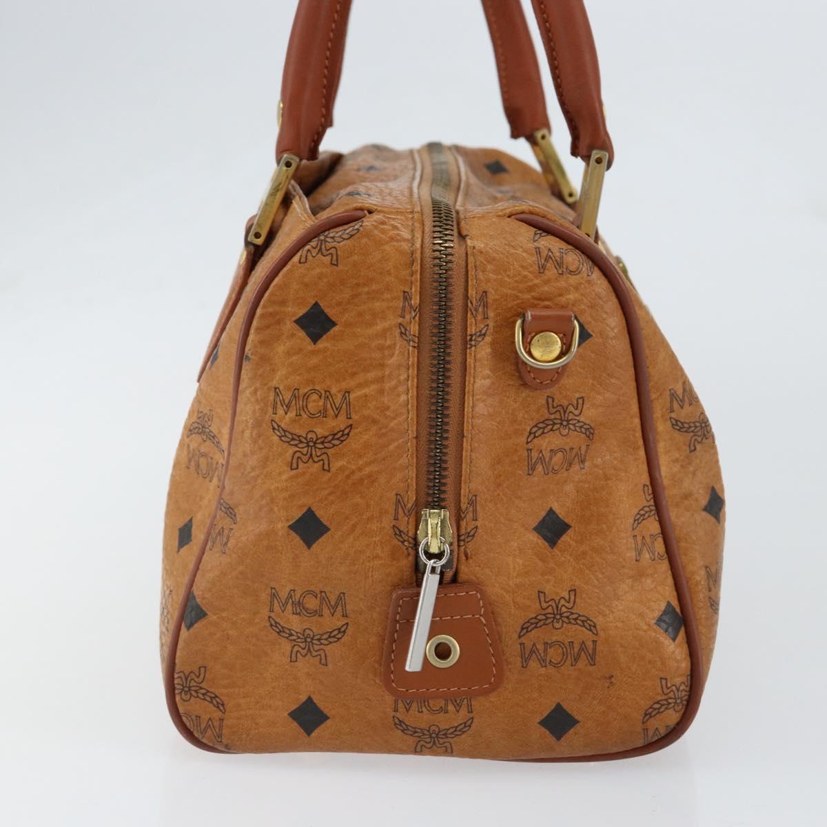 MCM Logogram Vicetos Hand Bag PVC Leather Brown Gold Auth gh1240