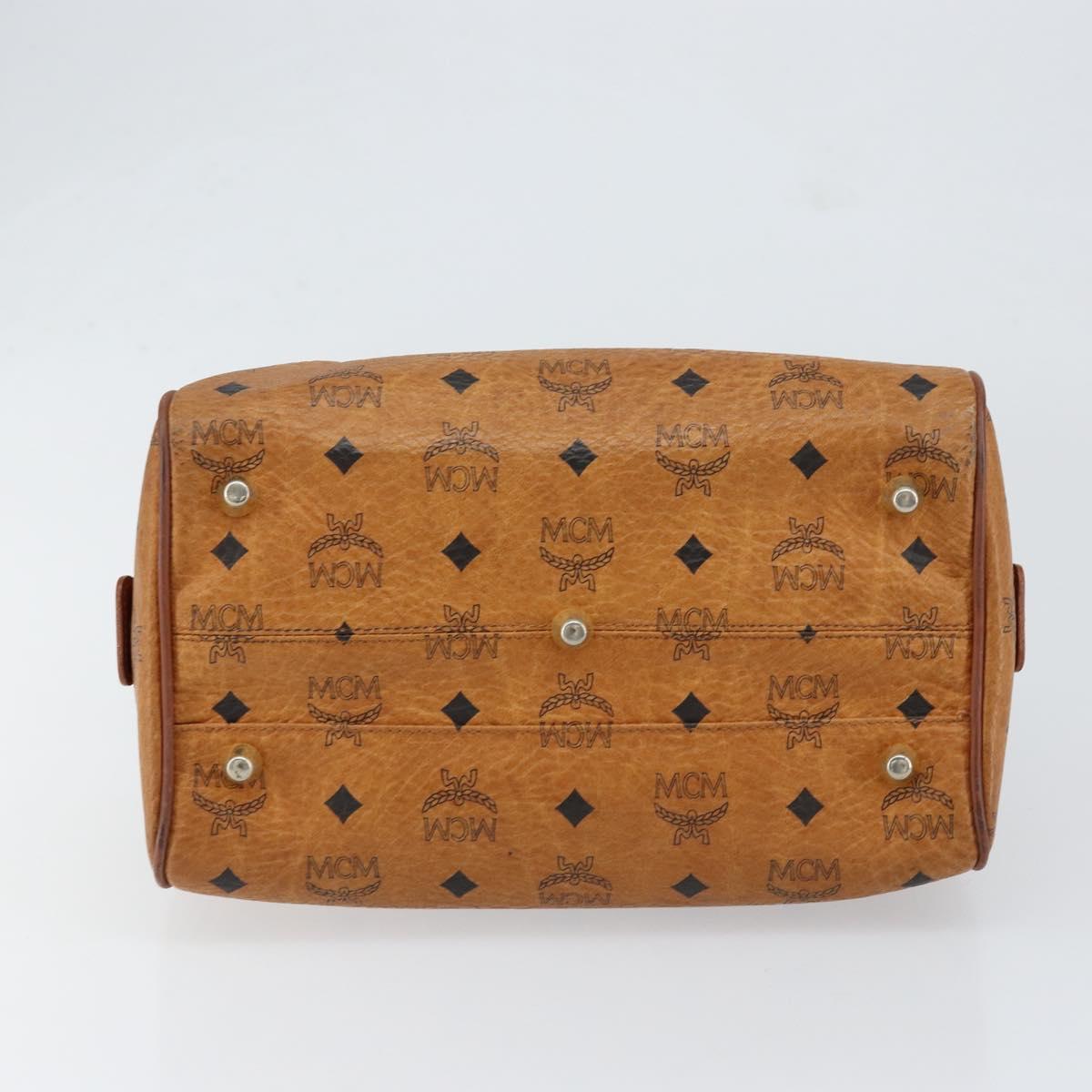 MCM Logogram Vicetos Hand Bag PVC Leather Brown Gold Auth gh1240