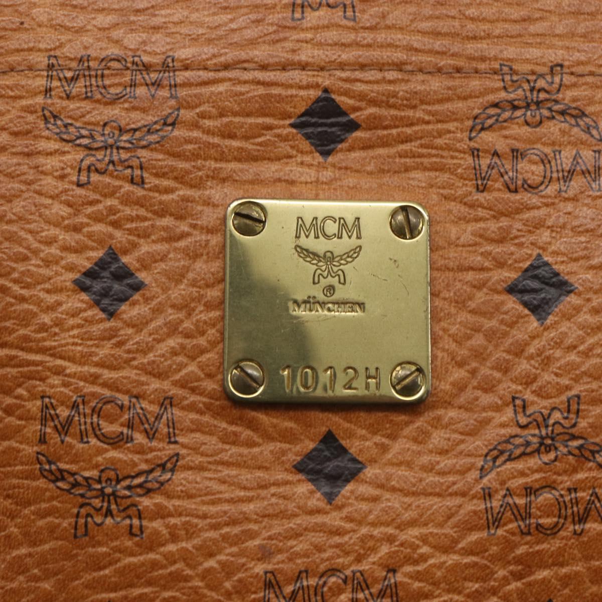 MCM Logogram Vicetos Shoulder Bag PVC Leather Brown Gold Auth gh1241