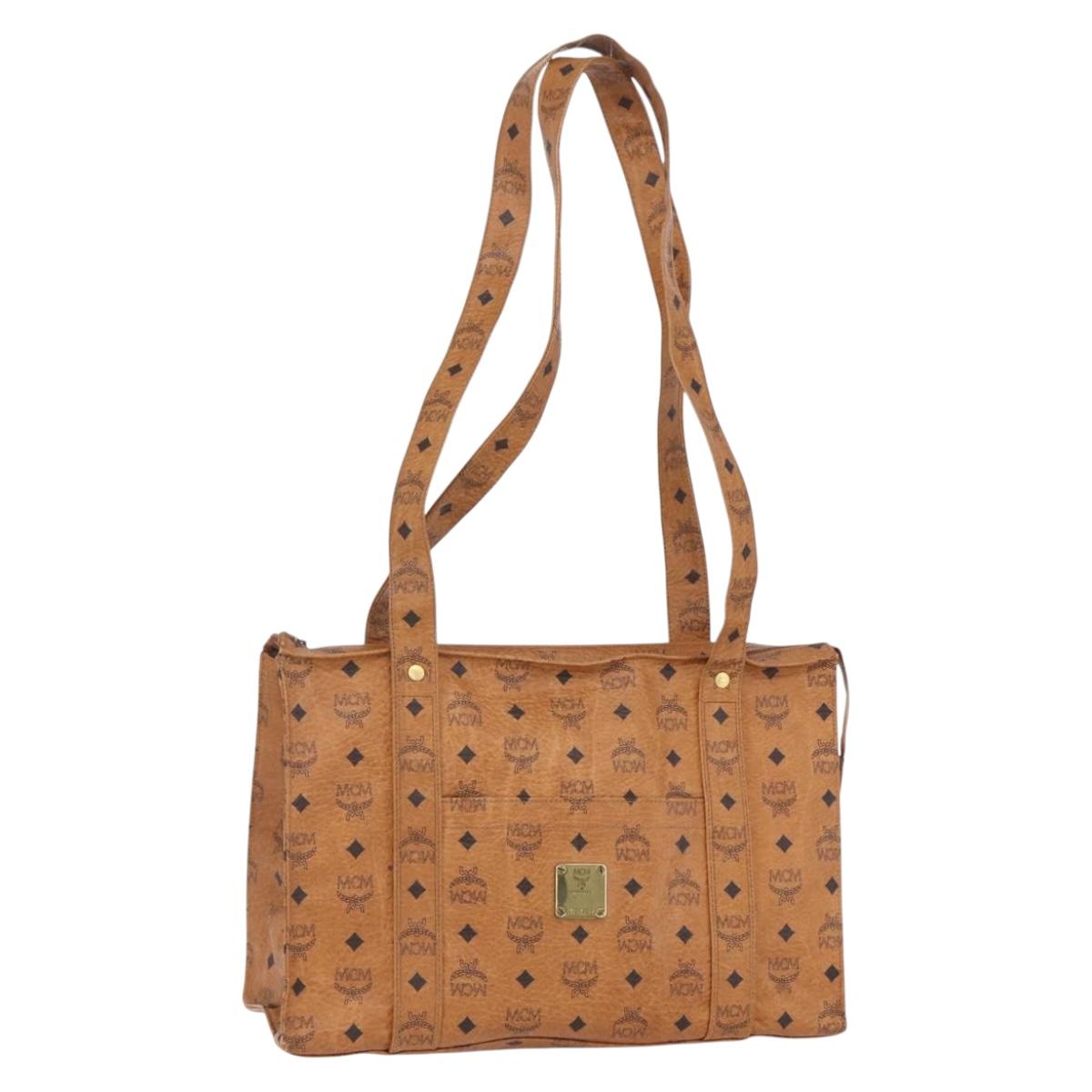MCM Logogram Vicetos Shoulder Bag PVC Leather Brown Gold Auth gh1241