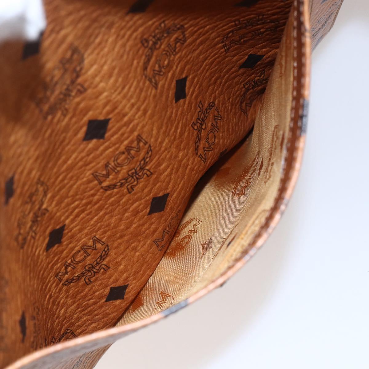 MCM Logogram Vicetos Shoulder Bag PVC Leather Brown Gold Auth gh1241