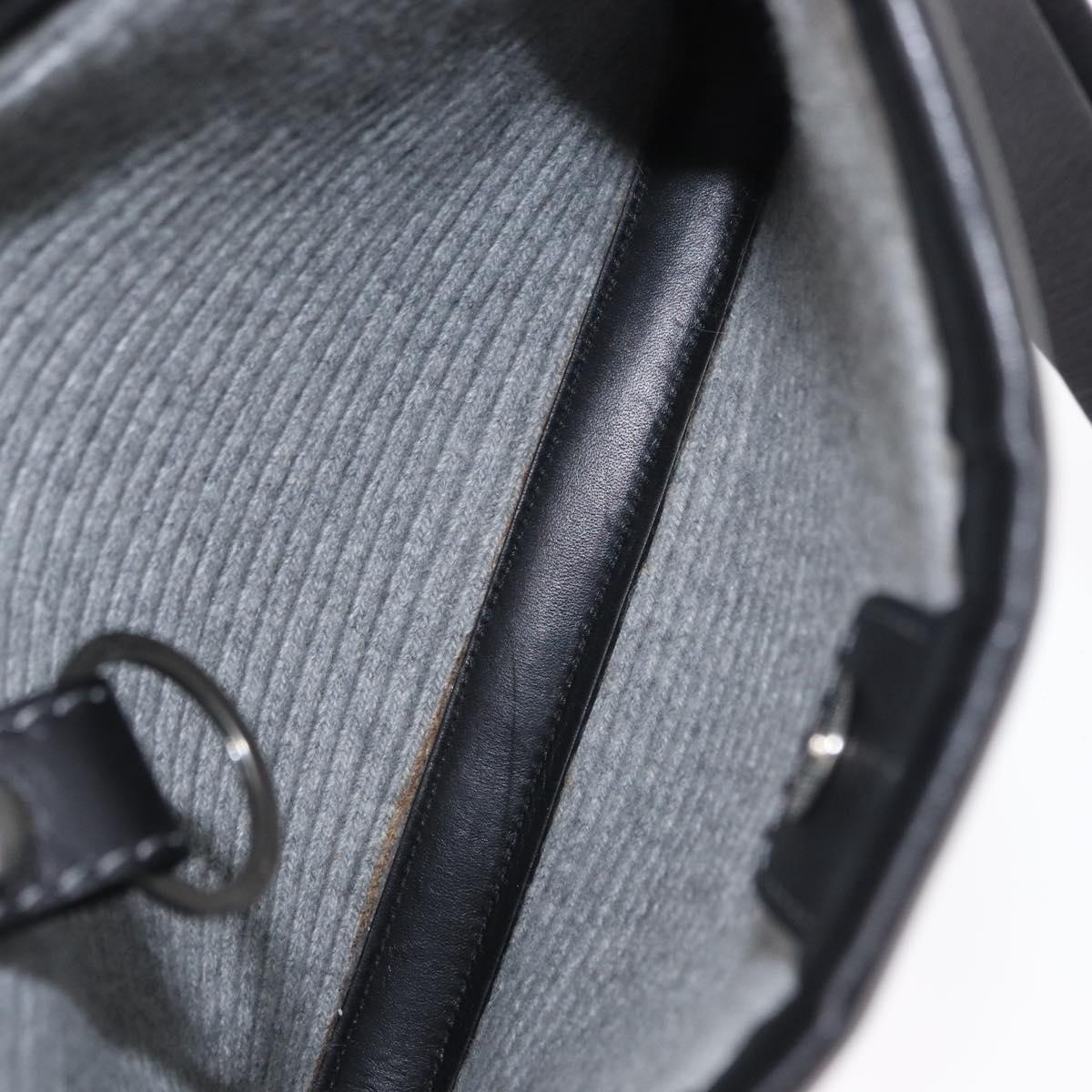 Salvatore Ferragamo Gancini Shoulder Bag Leather Black Silver Auth gh1244