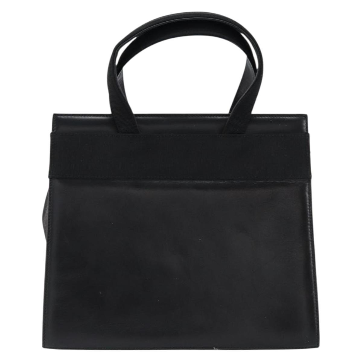 Salvatore Ferragamo Vala Hand Bag Leather Black Gold Auth gh1245