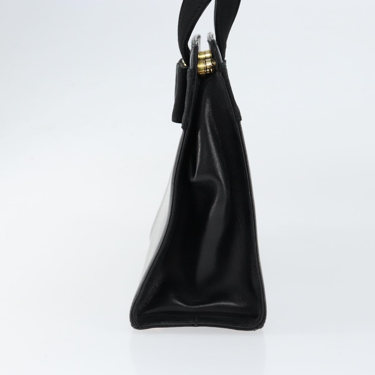 Salvatore Ferragamo Vala Hand Bag Leather Black Gold Auth gh1245