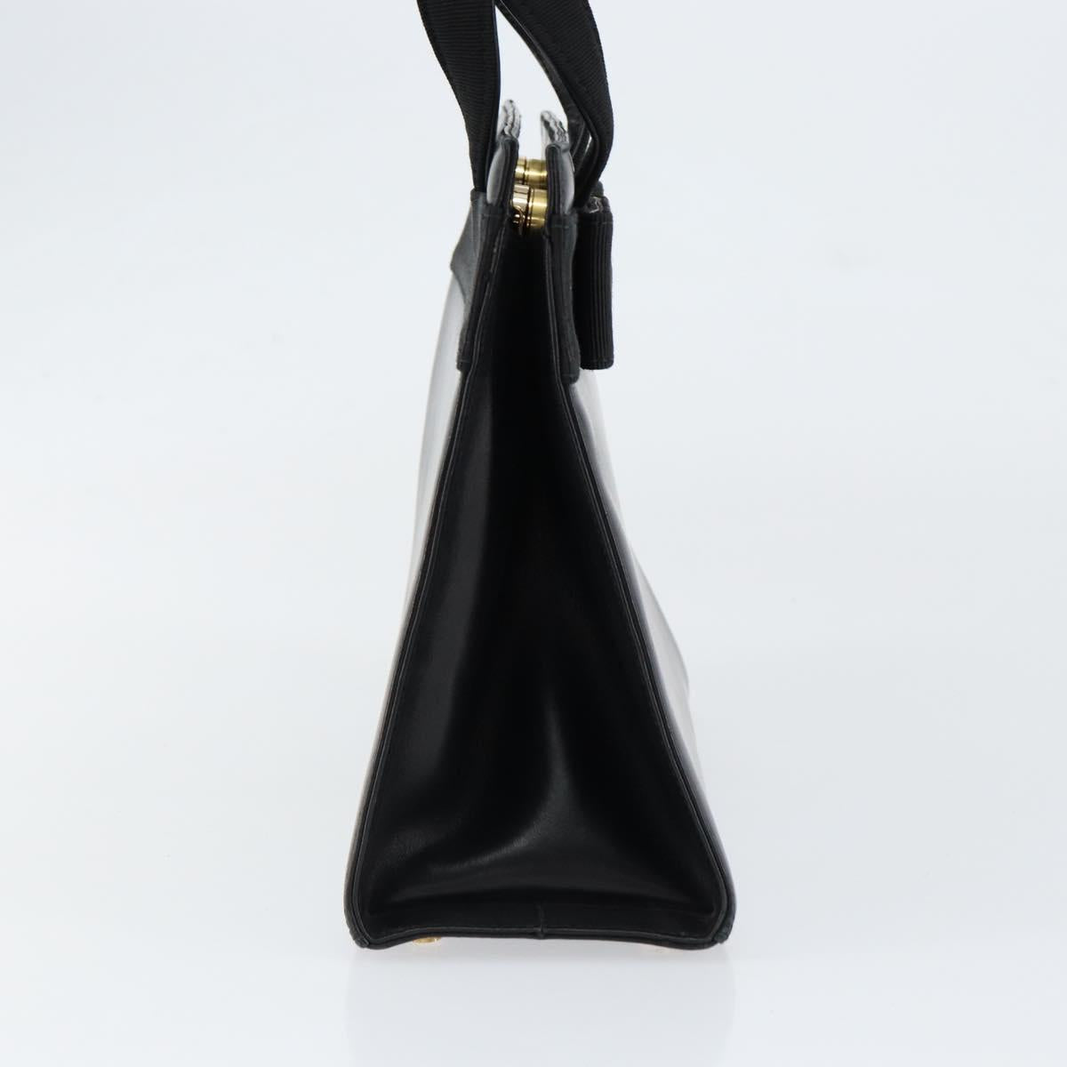 Salvatore Ferragamo Vala Hand Bag Leather Black Gold Auth gh1245