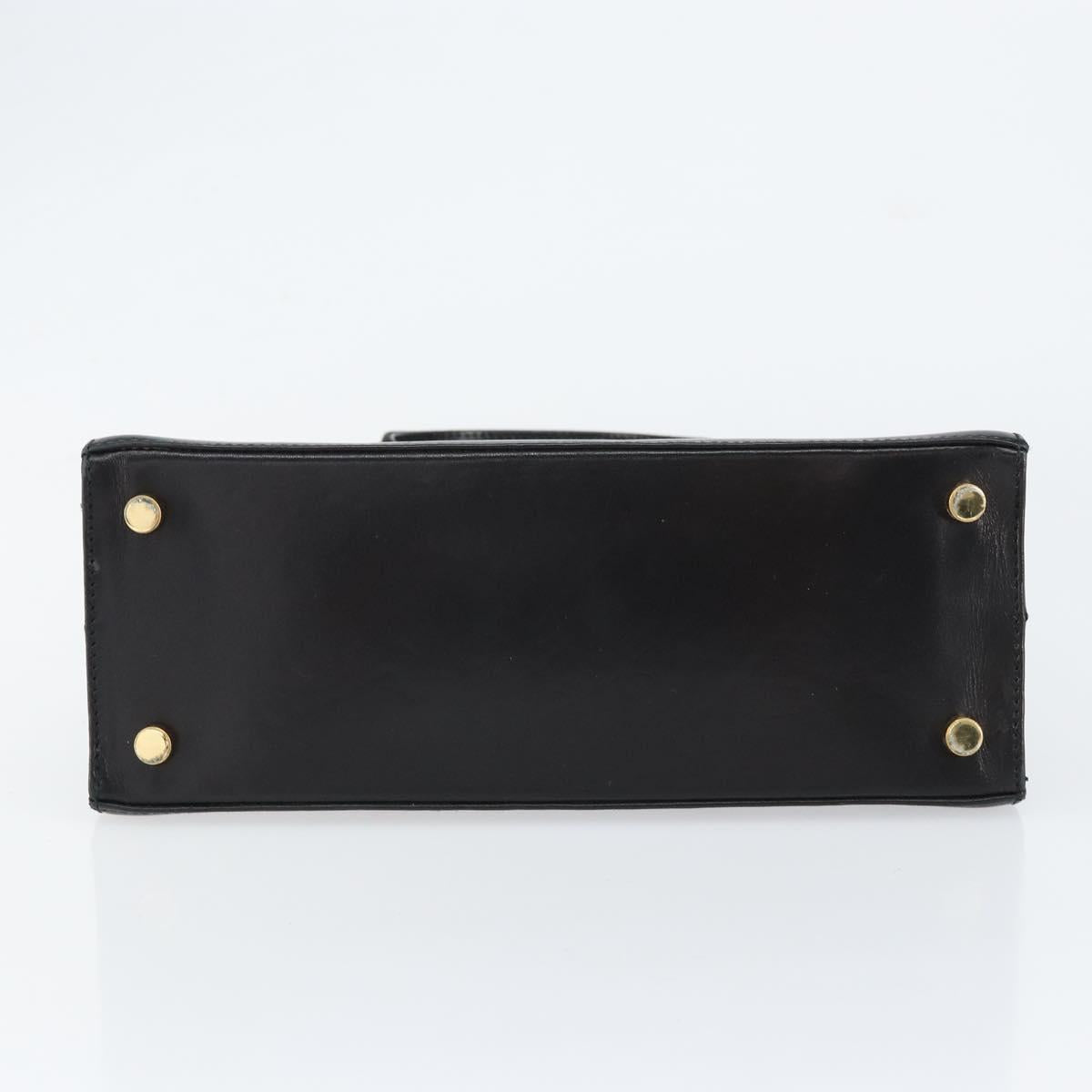 Salvatore Ferragamo Vala Hand Bag Leather Black Gold Auth gh1245