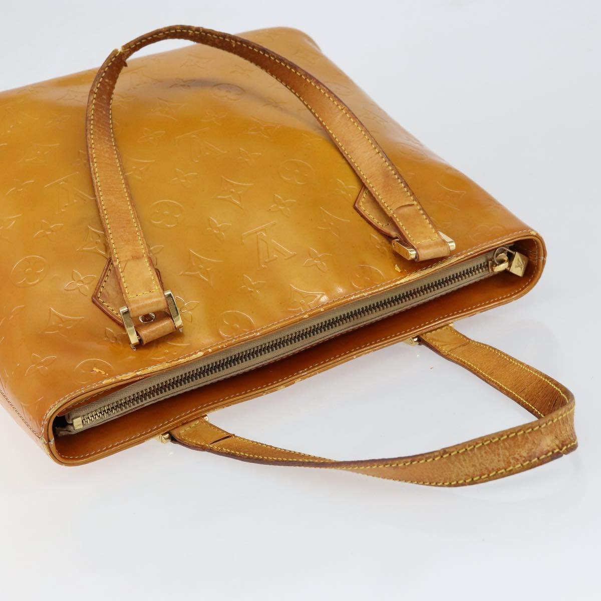 LOUIS VUITTON Monogram Vernis Houston Hand Bag Beige M91004 LV Auth gh1246