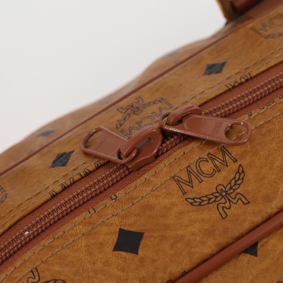 MCM Logogram Vicetos Boston Bag PVC Leather Brown Gold Auth gh1247