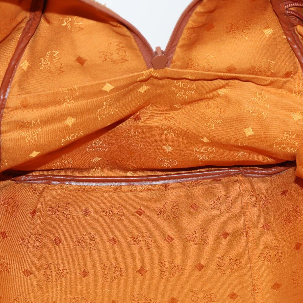 MCM Logogram Vicetos Boston Bag PVC Leather Brown Gold Auth gh1247