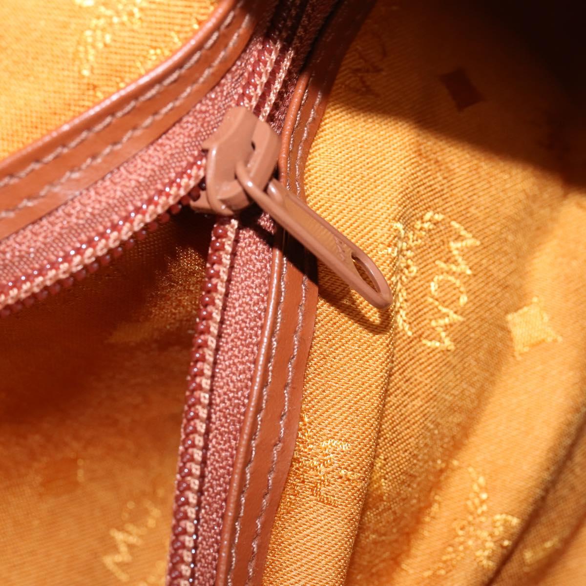 MCM Logogram Vicetos Boston Bag PVC Leather Brown Gold Auth gh1247