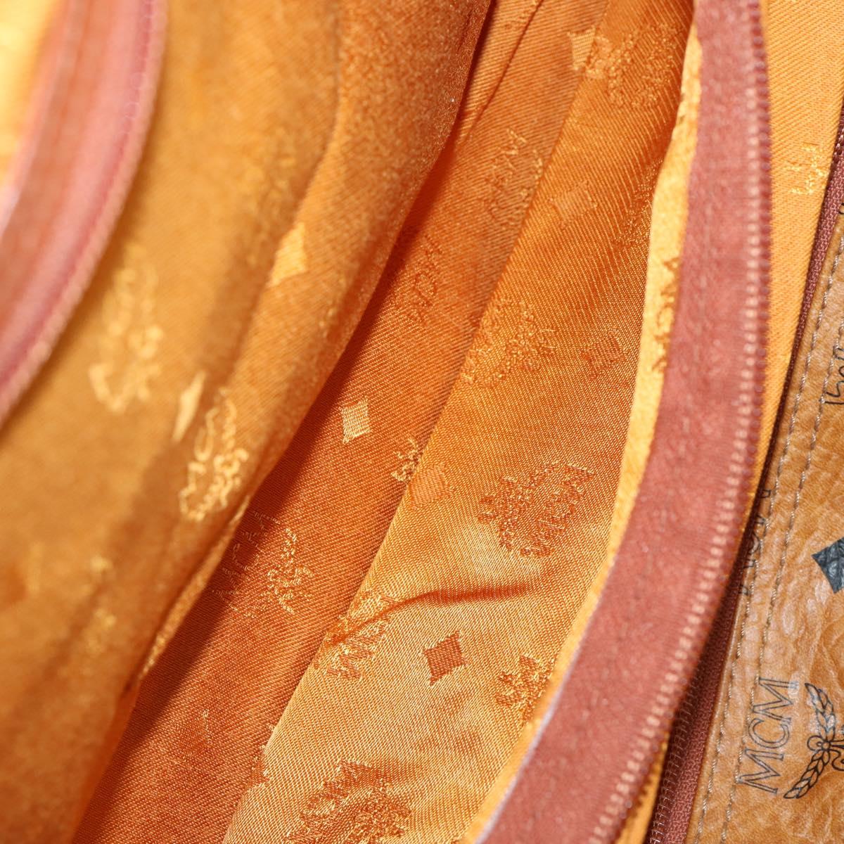 MCM Logogram Vicetos Boston Bag PVC Leather Brown Gold Auth gh1247