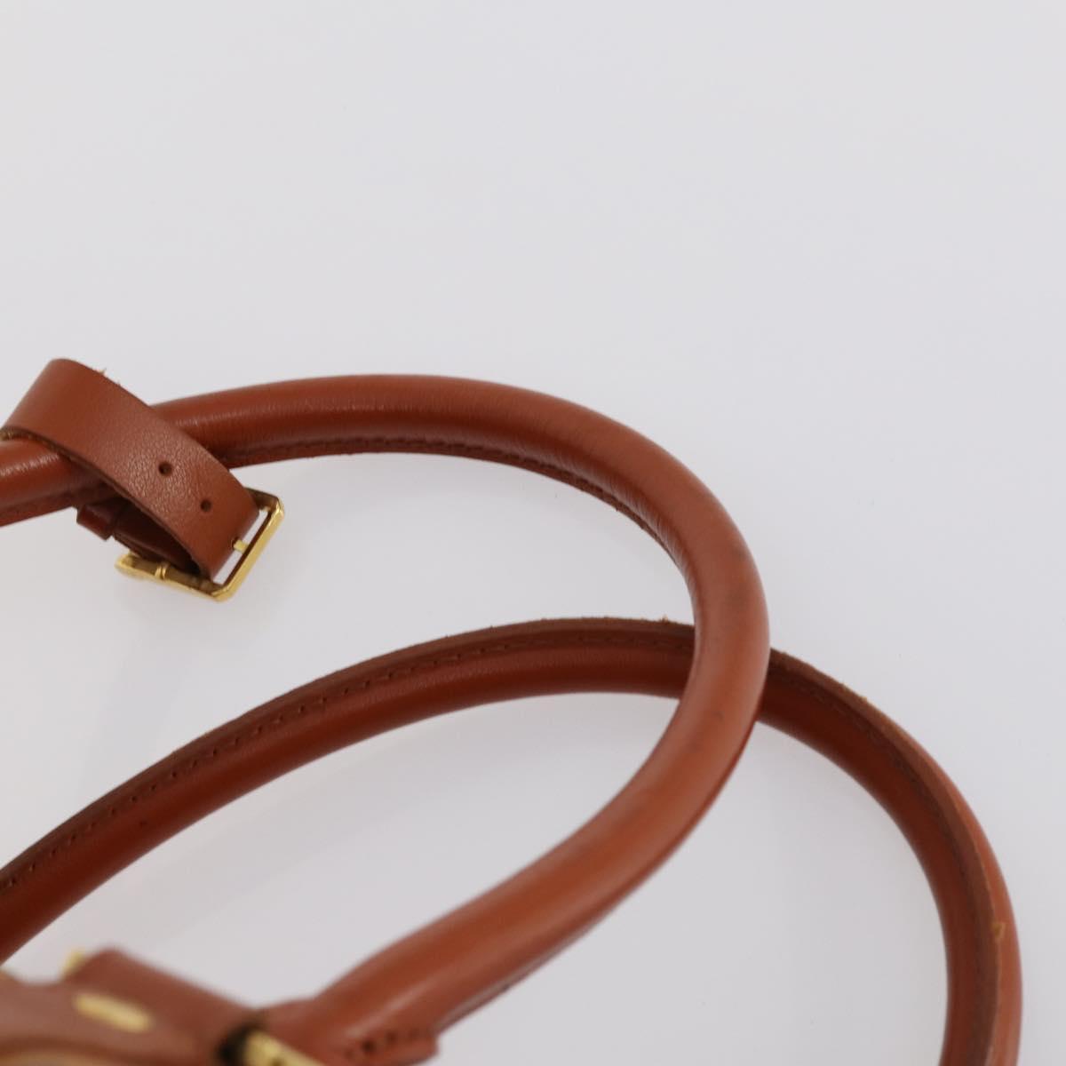 MCM Logogram Vicetos Boston Bag PVC Leather Brown Gold Auth gh1247