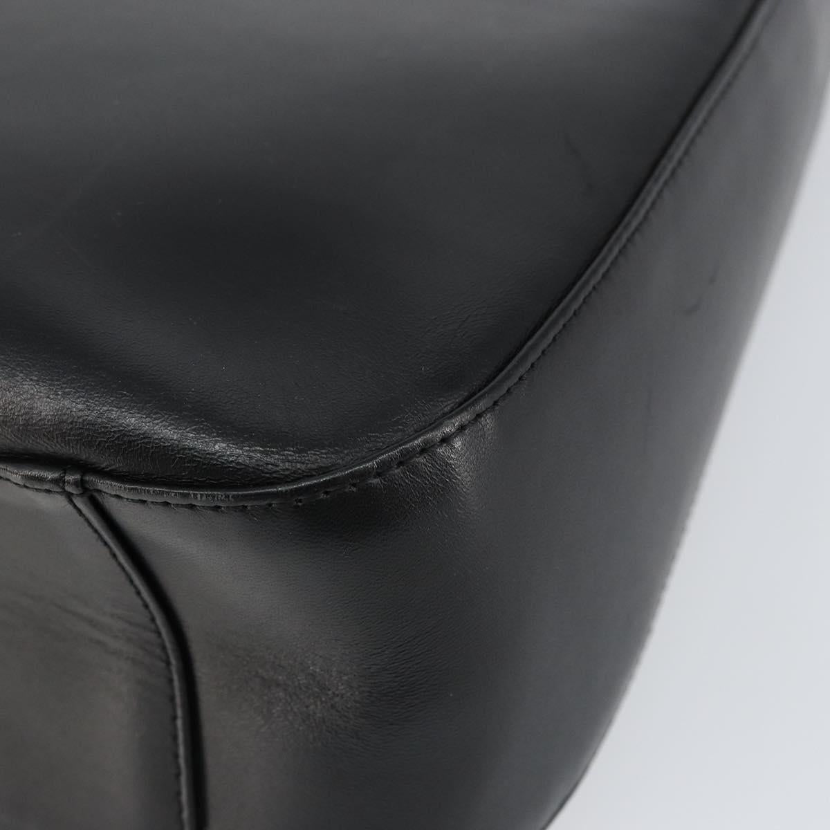 BURBERRY Shoulder Bag Leather Black Silver Auth gh1248