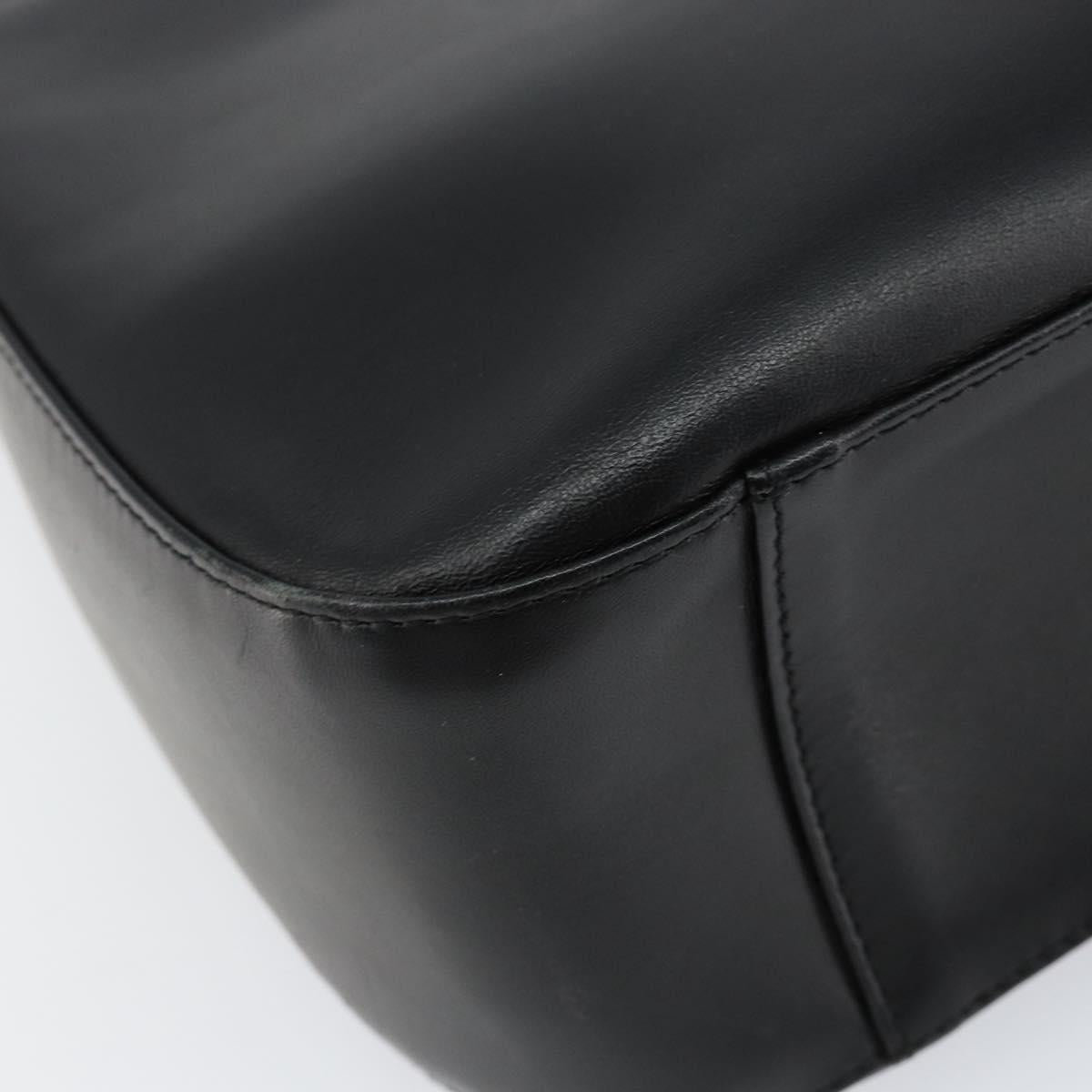 BURBERRY Shoulder Bag Leather Black Silver Auth gh1248