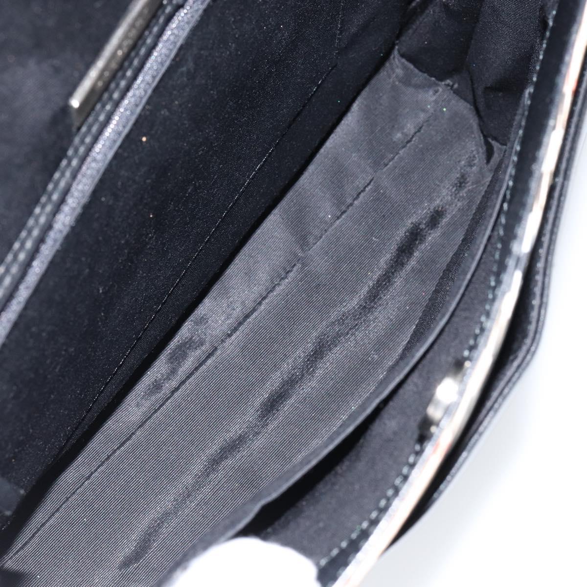 BURBERRY Shoulder Bag Leather Black Silver Auth gh1248
