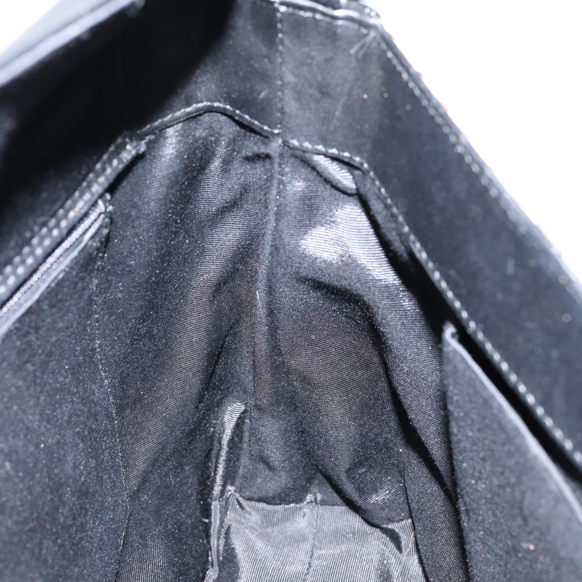 BURBERRY Shoulder Bag Leather Black Silver Auth gh1248