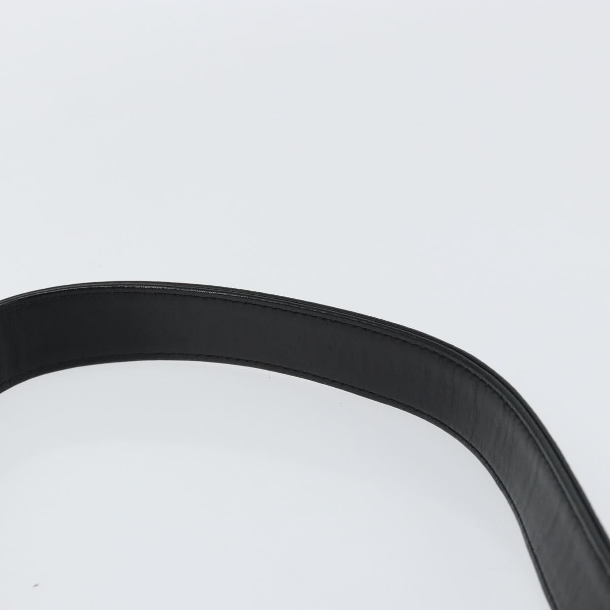 BURBERRY Shoulder Bag Leather Black Silver Auth gh1248