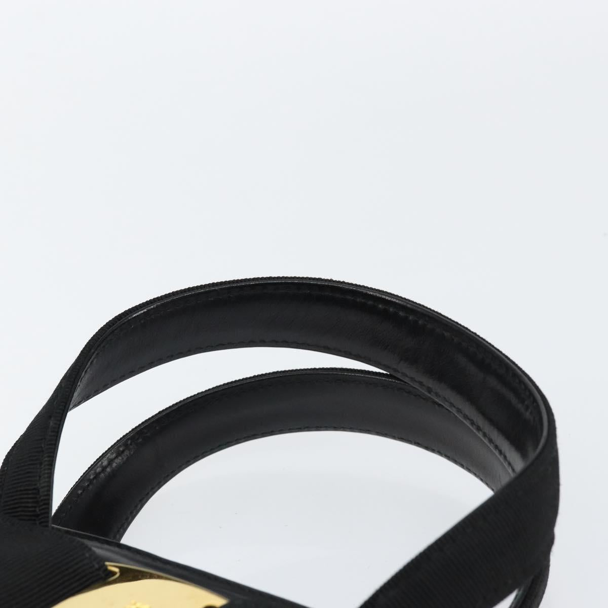 Salvatore Ferragamo Vala Hand Bag Leather Black Gold Auth gh1249