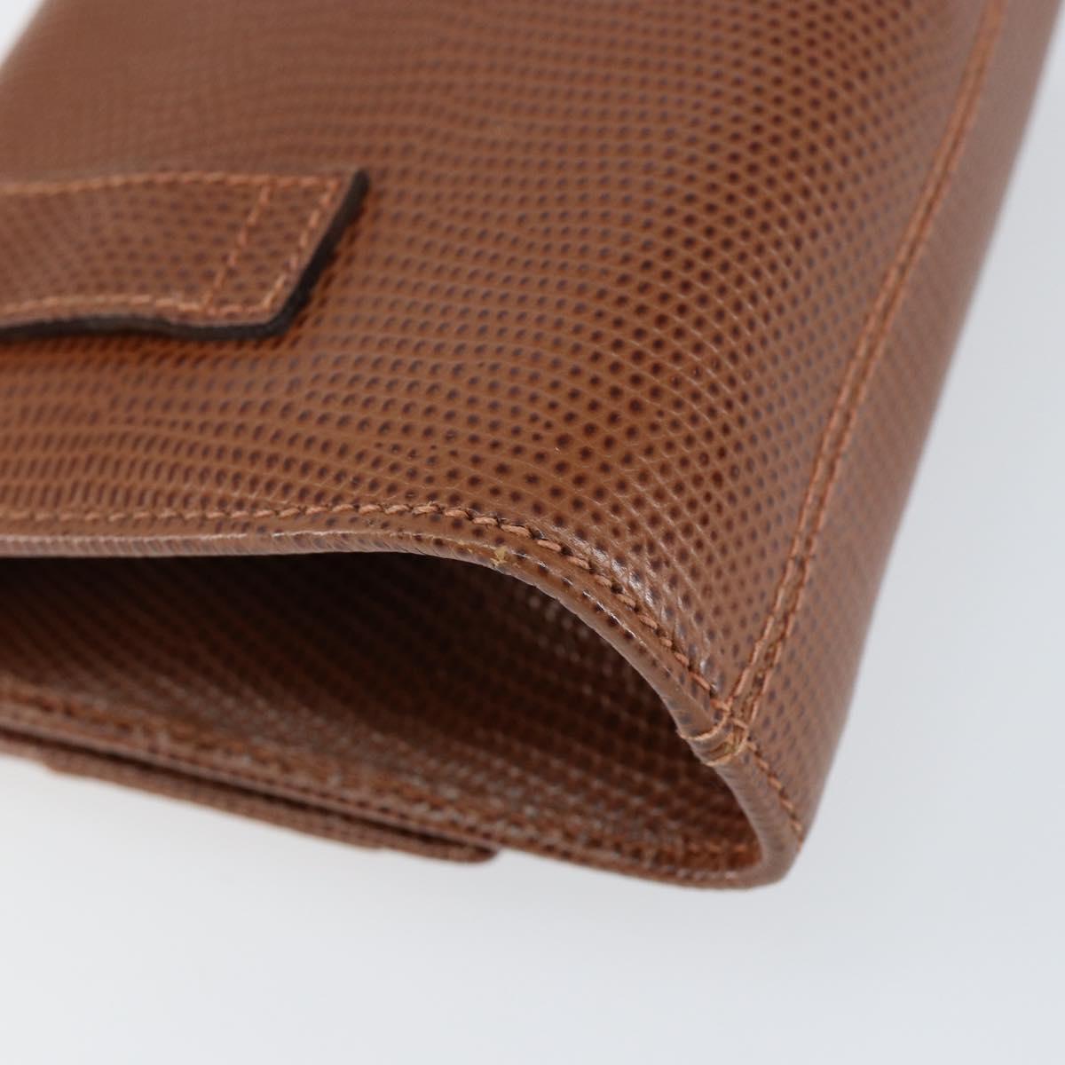 Salvatore Ferragamo Vala Chain Embossed Bag Leather Brown Gold Auth gh1250