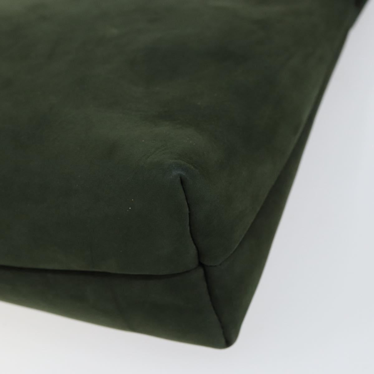 Salvatore Ferragamo Vala Shoulder Bag Suede Khaki Gold Auth gh1252