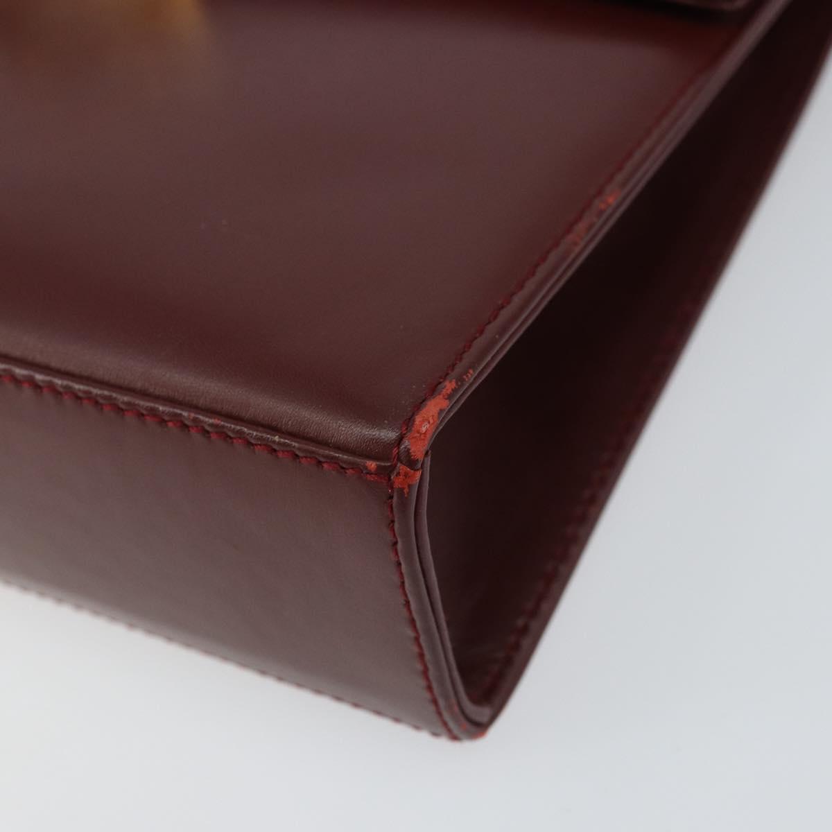 Salvatore Ferragamo Gancini Chain Shoulder Bag Leather Bordeaux Gold Auth gh1253