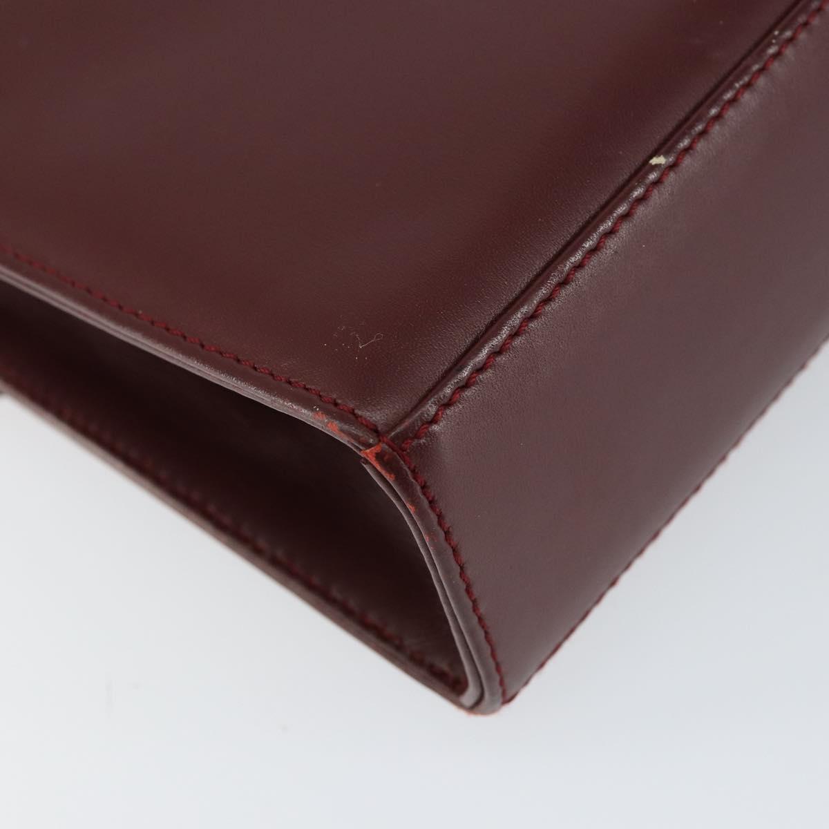 Salvatore Ferragamo Gancini Chain Shoulder Bag Leather Bordeaux Gold Auth gh1253