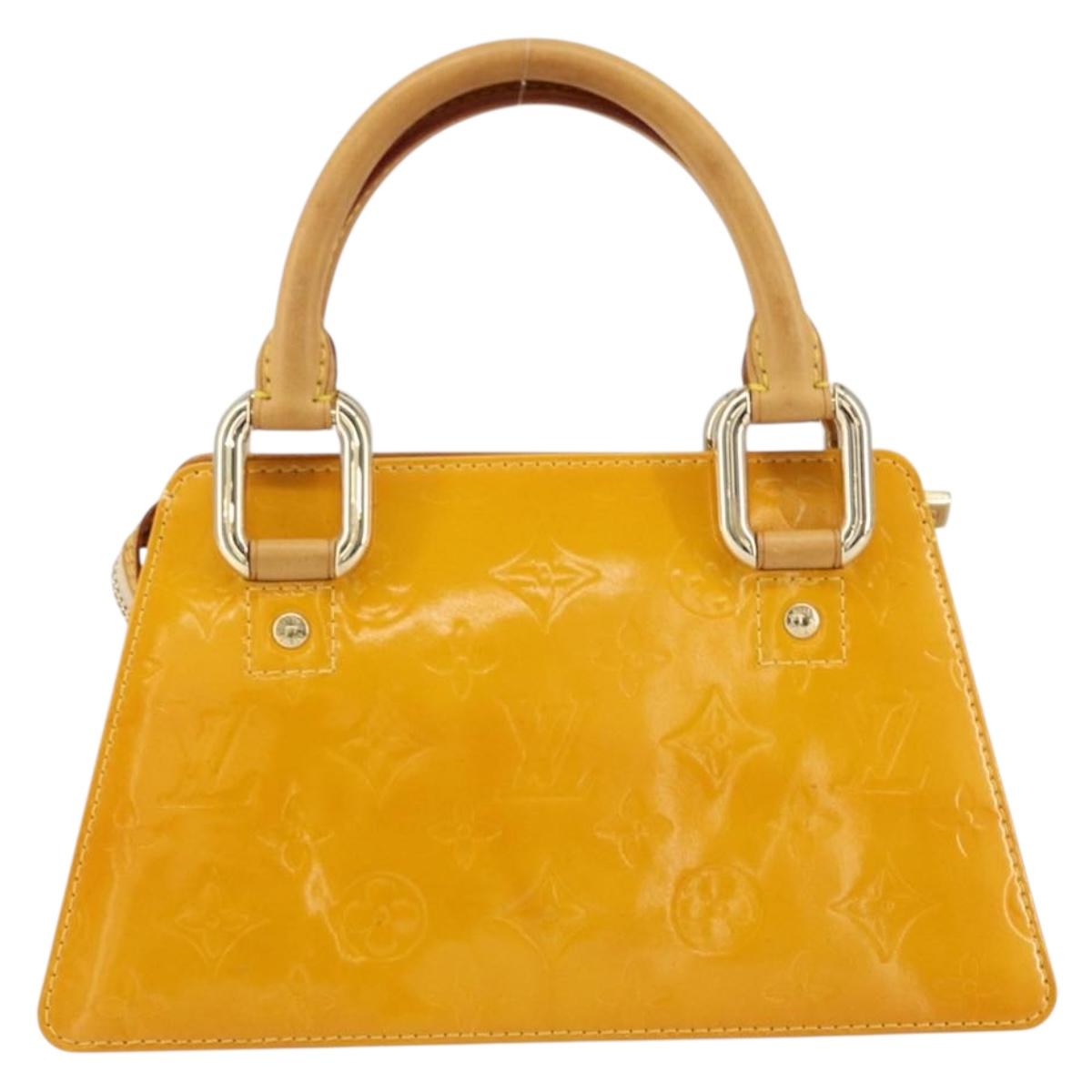 LOUIS VUITTON Monogram Vernis Mini Forsythe Hand Bag Jaune M91114 LV Auth gh1254