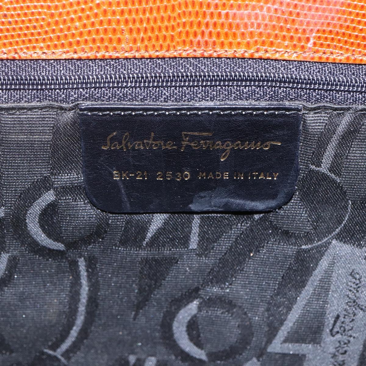 Salvatore Ferragamo Embossing Vala Tote Bag Leather Brown Gold Auth gh1259