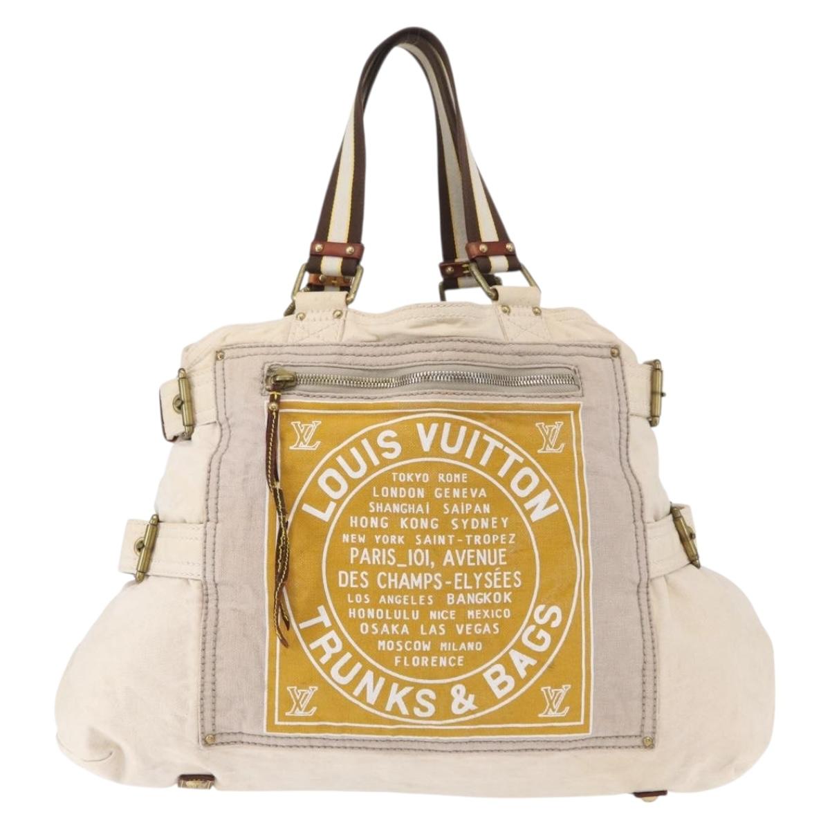 LOUIS VUITTON Cruise Line Globe Shopper GM Bag Canvas Beige M95110 Auth gh1261