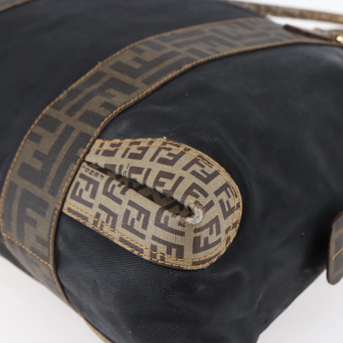 FENDI Zucca Canvas Zucchino Canvas Hand Bag Black Brown Auth gh1262