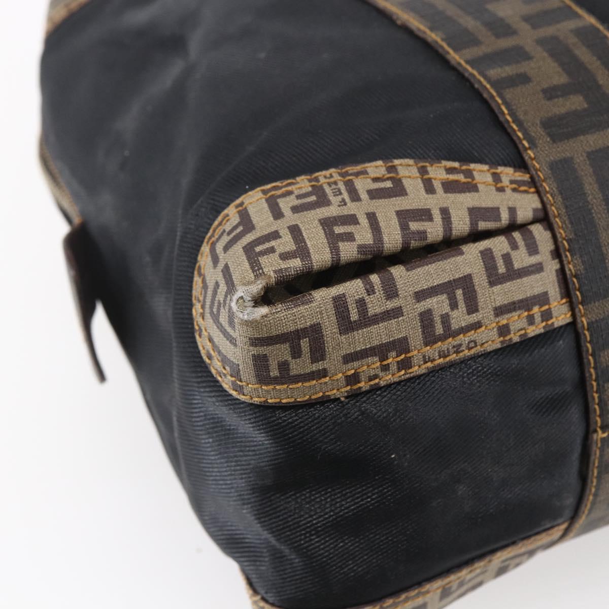 FENDI Zucca Canvas Zucchino Canvas Hand Bag Black Brown Auth gh1262