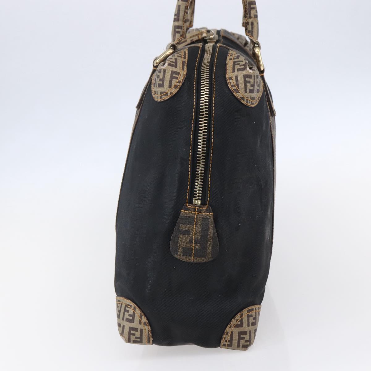 FENDI Zucca Canvas Zucchino Canvas Hand Bag Black Brown Auth gh1262