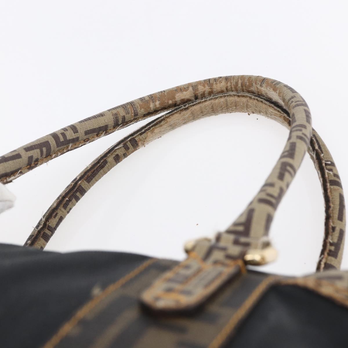 FENDI Zucca Canvas Zucchino Canvas Hand Bag Black Brown Auth gh1262