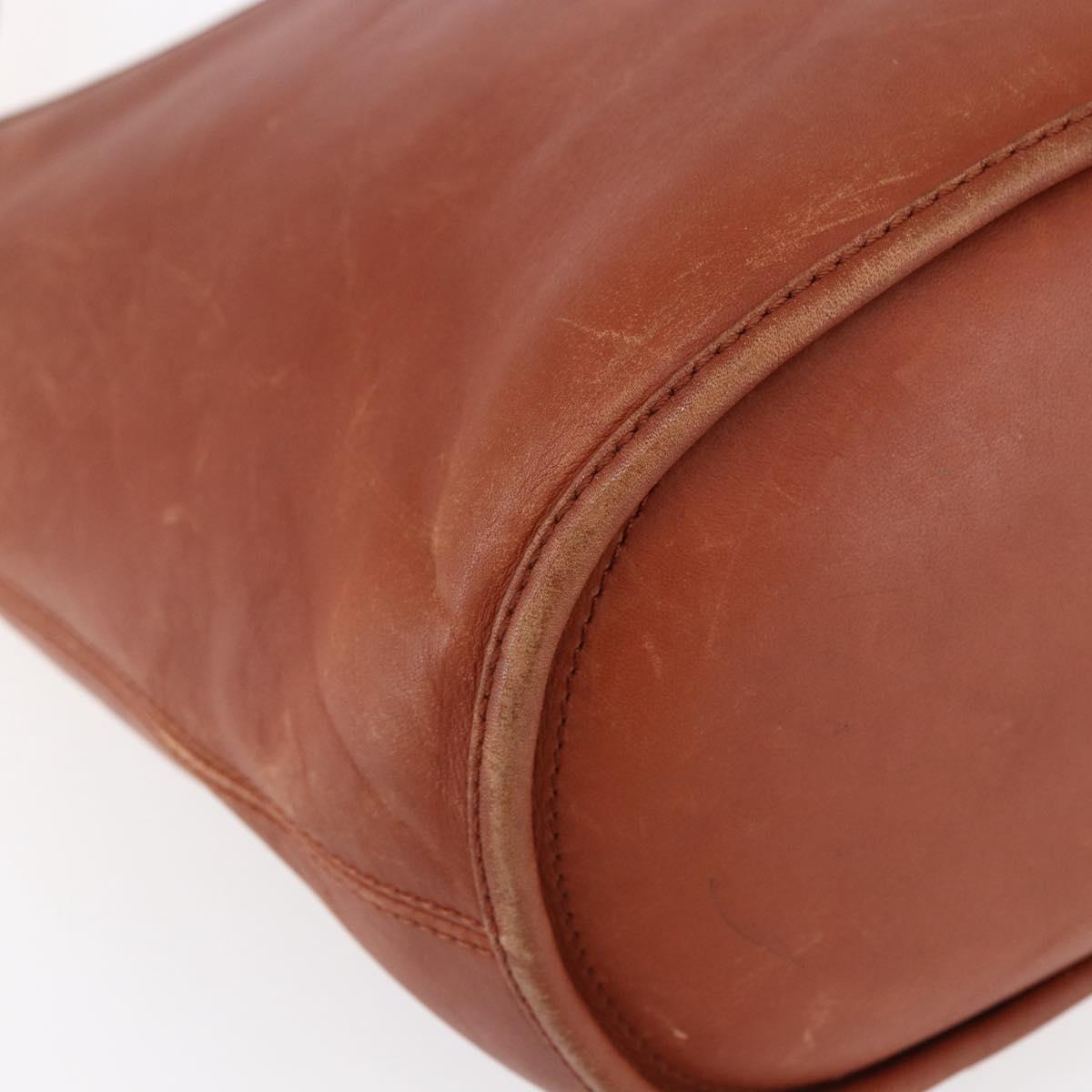 Coach Shoulder Bag Leather Brown Gold Auth gh1263