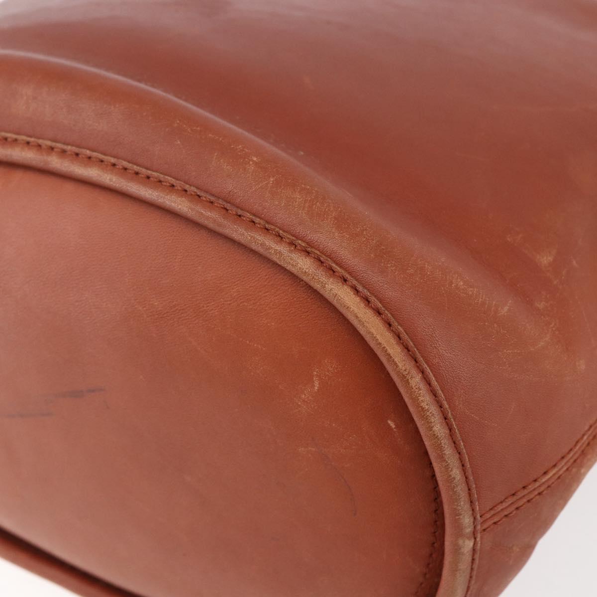 Coach Shoulder Bag Leather Brown Gold Auth gh1263