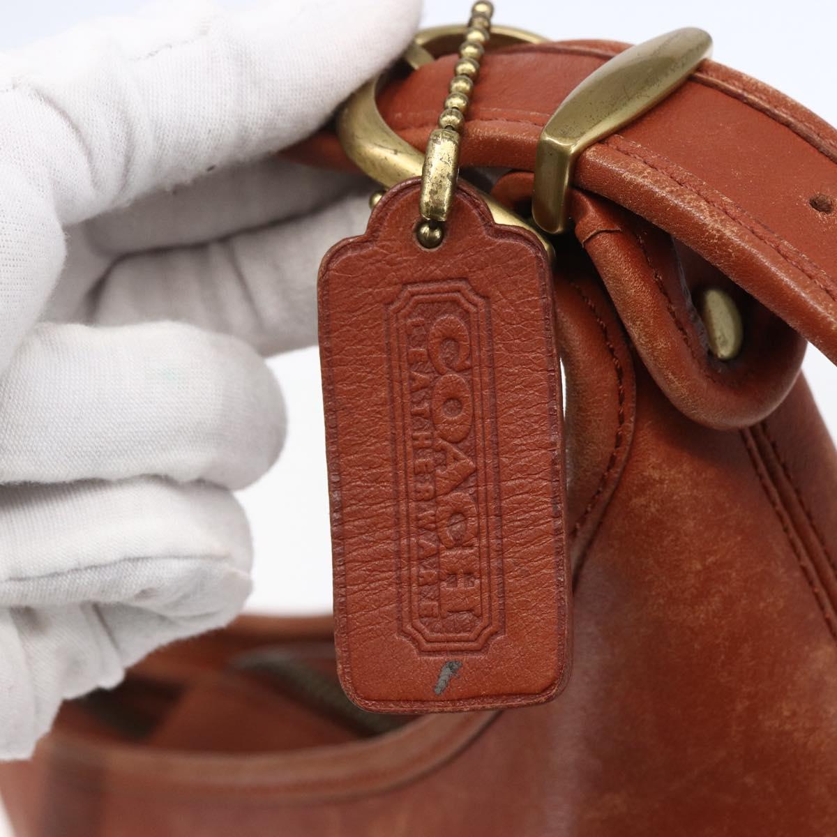 Coach Shoulder Bag Leather Brown Gold Auth gh1263