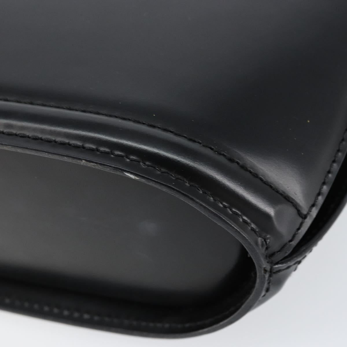 BALLY Hand Bag Leather Black Gold Auth gh1264