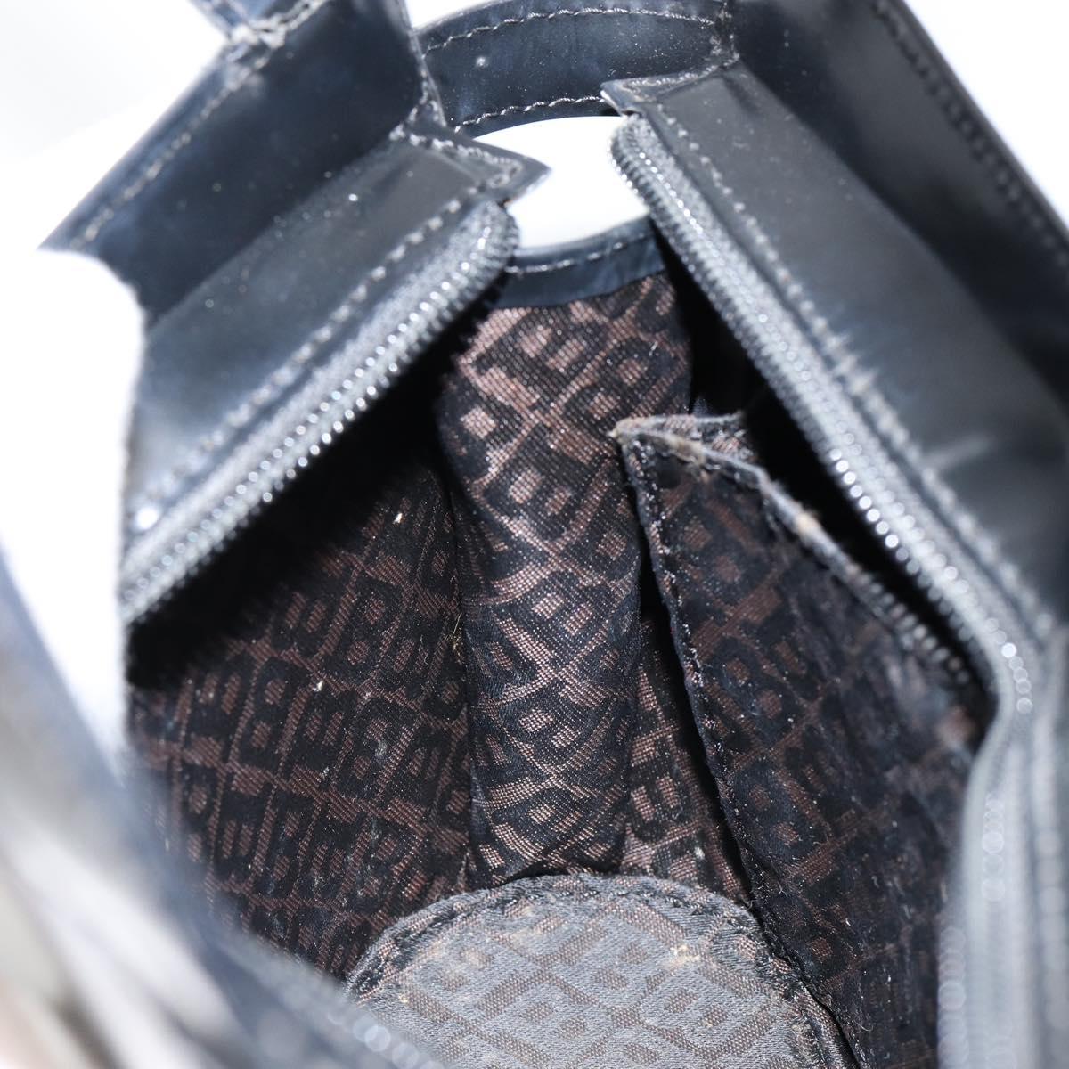 BALLY Hand Bag Leather Black Gold Auth gh1264