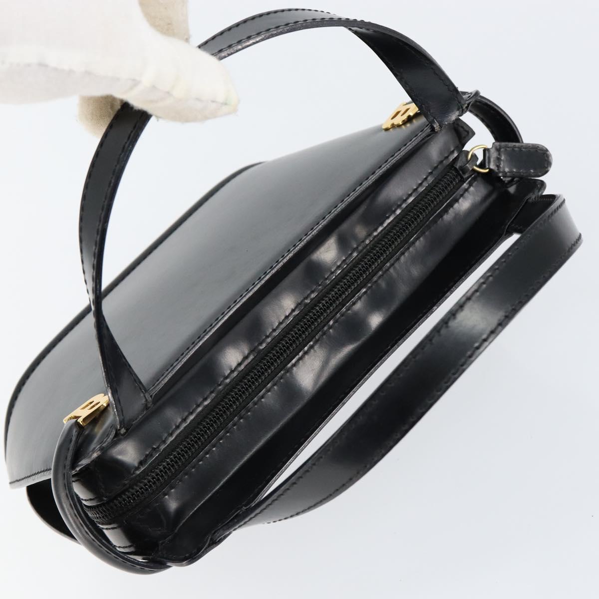 BALLY Hand Bag Leather Black Gold Auth gh1264