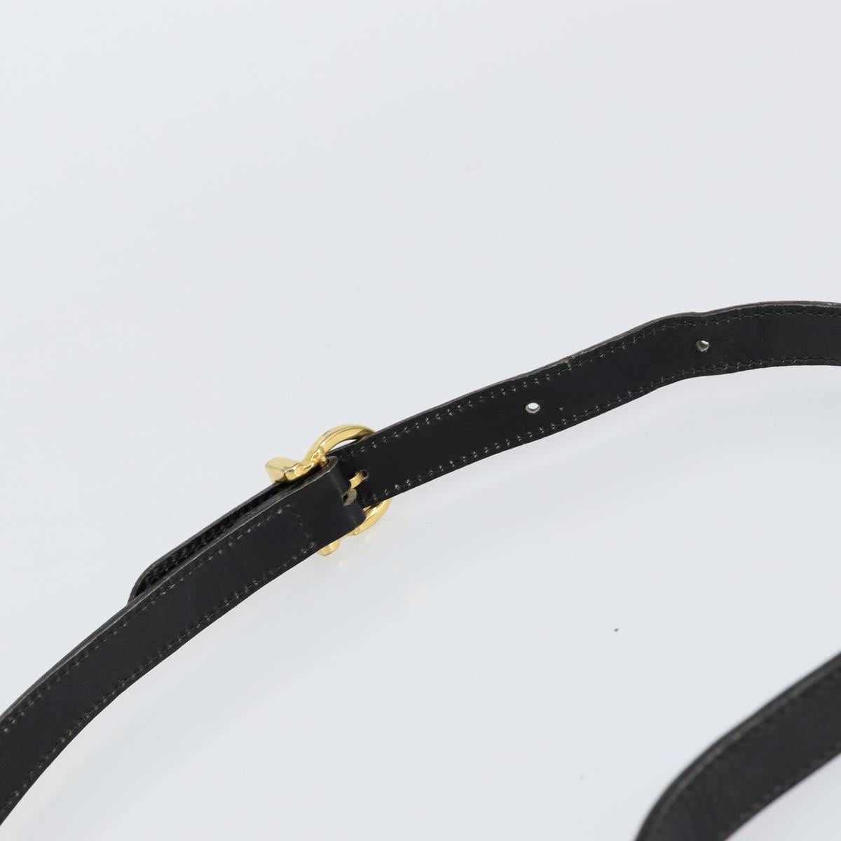 Salvatore Ferragamo Gancini Shoulder Bag Leather Black Gold Auth gh1266