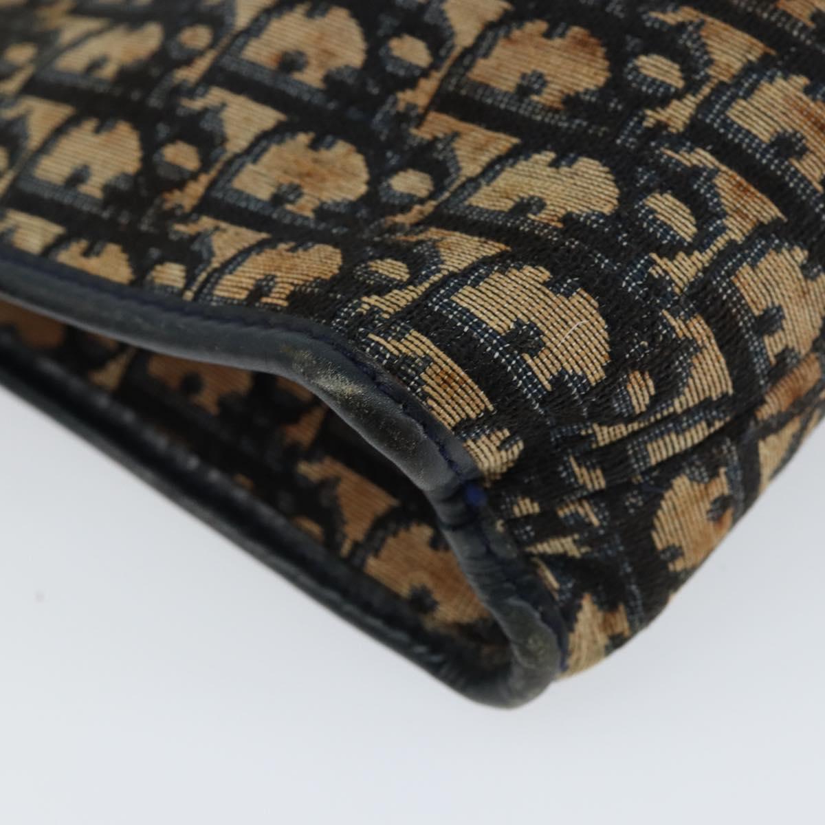 Christian Dior Trotter Canvas Clutch Bag Navy Silver Auth gh1267