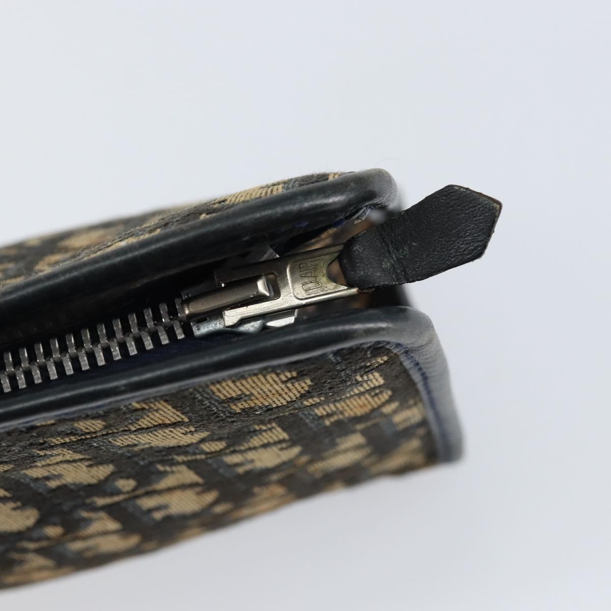 Christian Dior Trotter Canvas Clutch Bag Navy Silver Auth gh1267