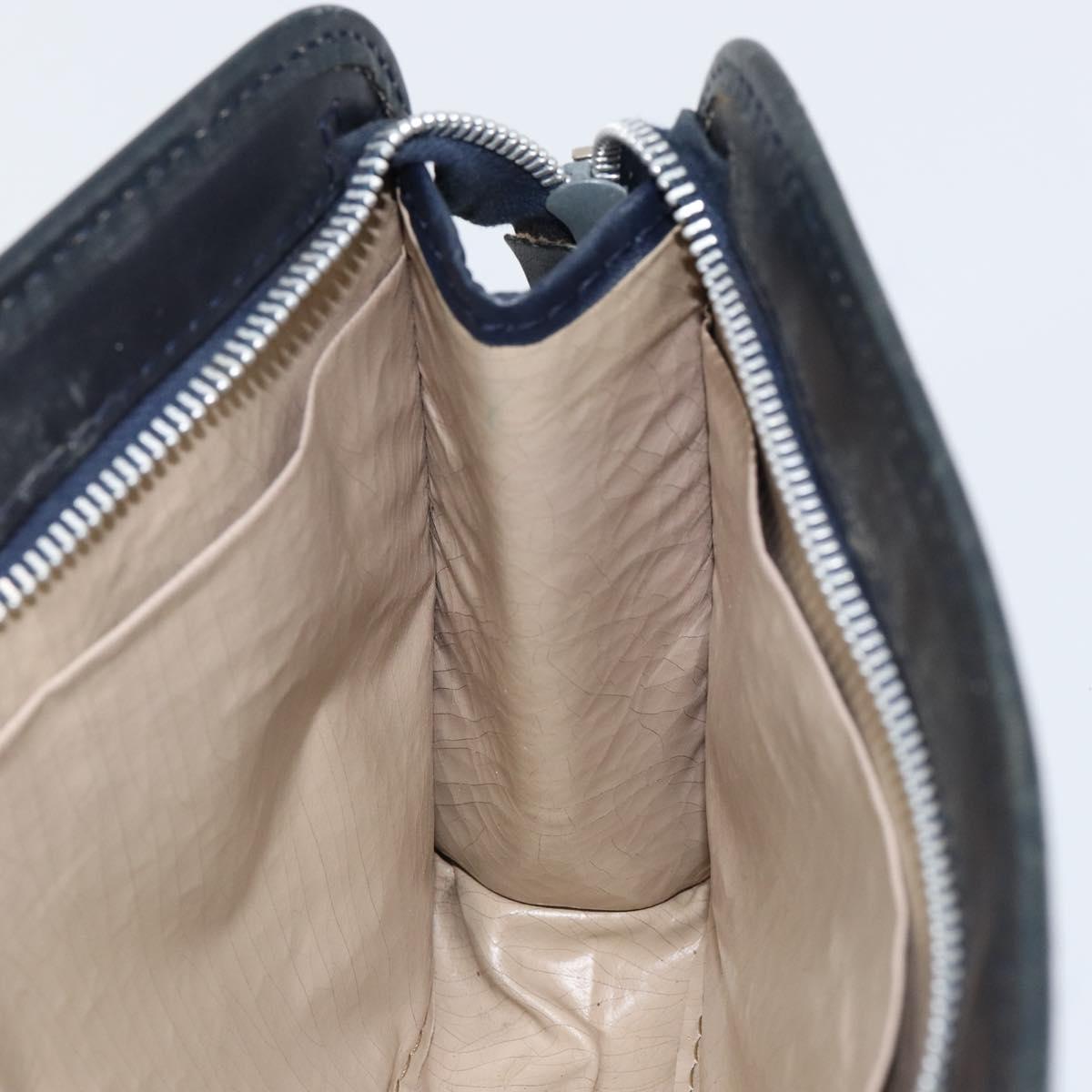 Christian Dior Trotter Canvas Clutch Bag Navy Silver Auth gh1267