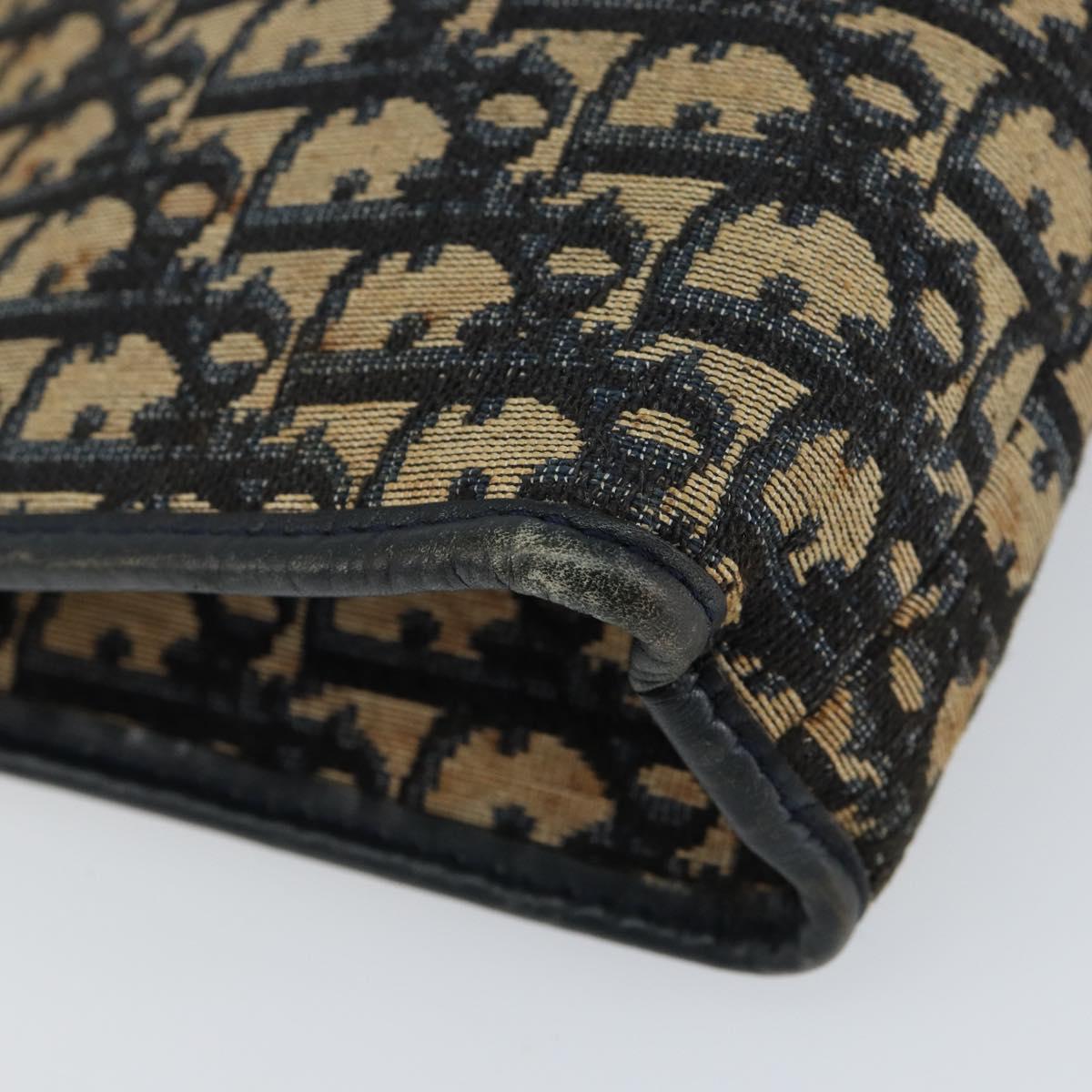 Christian Dior Trotter Canvas Clutch Bag Navy Silver Auth gh1267